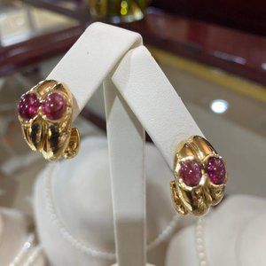 Elizabeth Locke Pink Tourmaline 19k Earrings